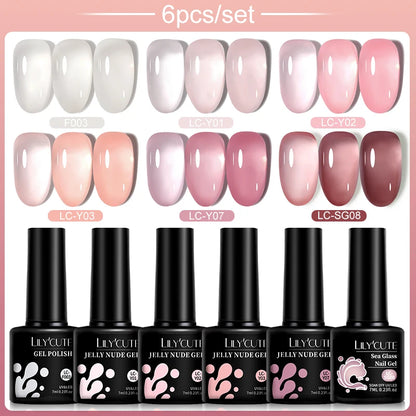 LILYCUTE 6Pcs/Set Gel Nail Polish Popular Colors In Autumn Semi Permanent Soak Off UV LED Nail Art Gels Nail Gel Polish