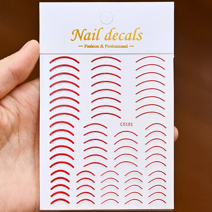 1Pc Silver Gold Lines Stripe Nail Sticker Decals Metal Strip Luxury Nails Slider 3D Self Adhesive Design Nail Art Stickers Paper