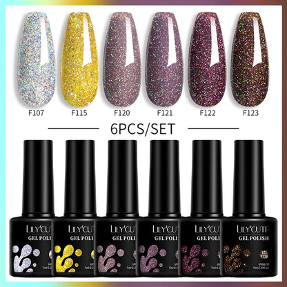 LILYCUTE 6Pcs/Set Gel Nail Polish Popular Colors In Autumn Semi Permanent Soak Off UV LED Nail Art Gels Nail Gel Polish