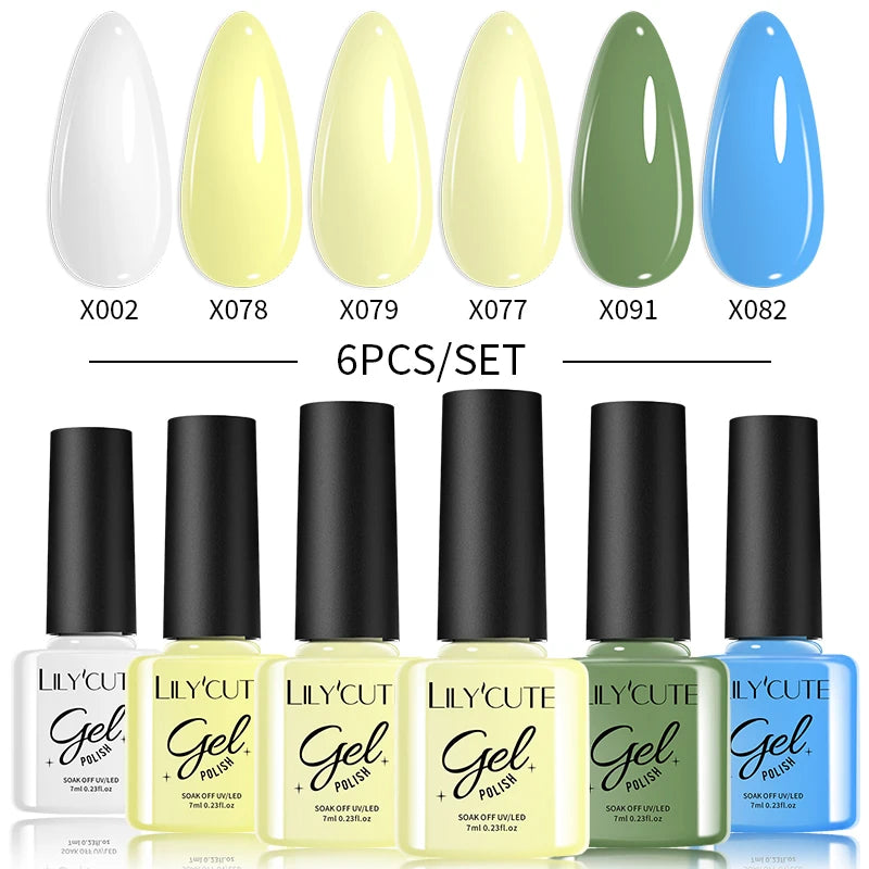 LILYCUTE 6Pcs/Set Gel Nail Polish Popular Colors In Autumn Semi Permanent Soak Off UV LED Nail Art Gels Nail Gel Polish