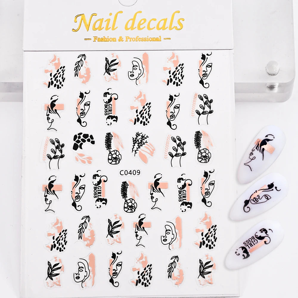 1Pc Silver Gold Lines Stripe Nail Sticker Decals Metal Strip Luxury Nails Slider 3D Self Adhesive Design Nail Art Stickers Paper