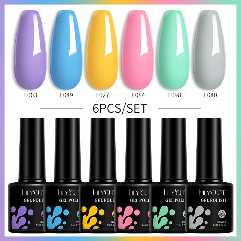 LILYCUTE 6Pcs/Set Gel Nail Polish Popular Colors In Autumn Semi Permanent Soak Off UV LED Nail Art Gels Nail Gel Polish