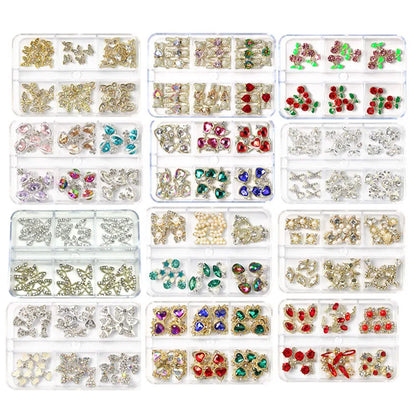 2800pcs Luxury Shiny Diamond Nail Art Rhinestones Crystal Decorations Set AB Glass 1pcs Pick Up Pen In Grids Box 21 Shape