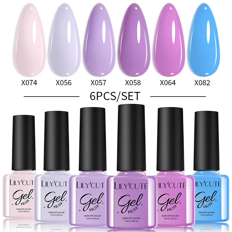 LILYCUTE 6Pcs/Set Gel Nail Polish Popular Colors In Autumn Semi Permanent Soak Off UV LED Nail Art Gels Nail Gel Polish