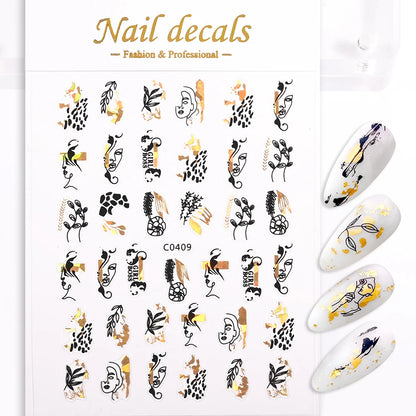 1Pc Silver Gold Lines Stripe Nail Sticker Decals Metal Strip Luxury Nails Slider 3D Self Adhesive Design Nail Art Stickers Paper