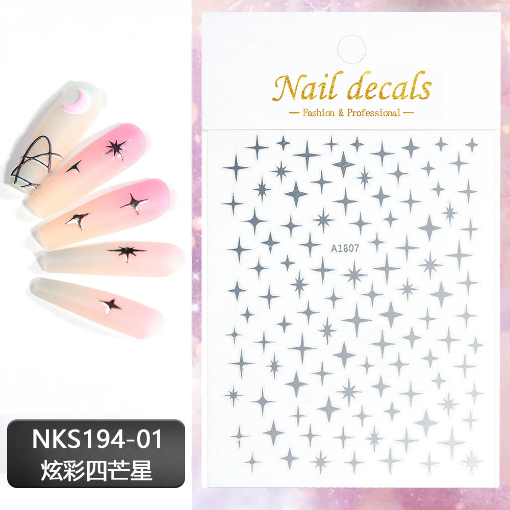 1Pc Silver Gold Lines Stripe Nail Sticker Decals Metal Strip Luxury Nails Slider 3D Self Adhesive Design Nail Art Stickers Paper