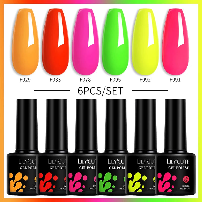 LILYCUTE 6Pcs/Set Gel Nail Polish Popular Colors In Autumn Semi Permanent Soak Off UV LED Nail Art Gels Nail Gel Polish