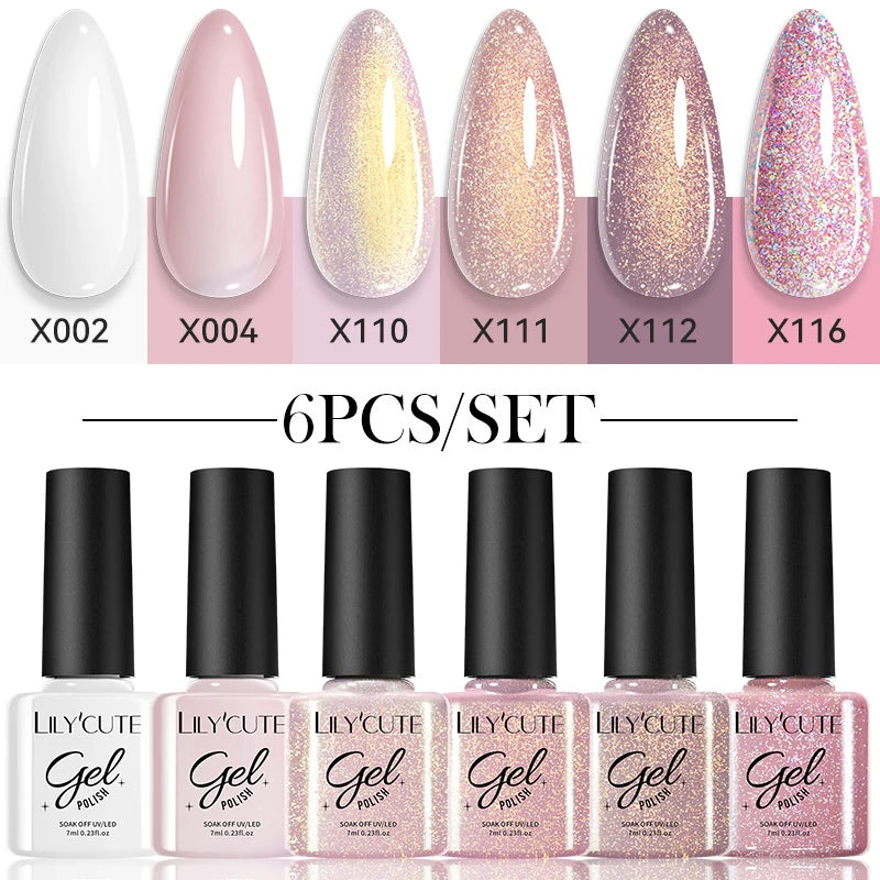 LILYCUTE 6Pcs/Set Gel Nail Polish Popular Colors In Autumn Semi Permanent Soak Off UV LED Nail Art Gels Nail Gel Polish