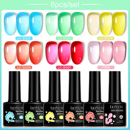 LILYCUTE 6Pcs/Set Gel Nail Polish Popular Colors In Autumn Semi Permanent Soak Off UV LED Nail Art Gels Nail Gel Polish