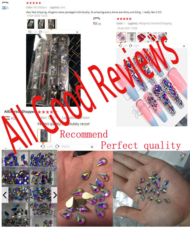 2800pcs Luxury Shiny Diamond Nail Art Rhinestones Crystal Decorations Set AB Glass 1pcs Pick Up Pen In Grids Box 21 Shape