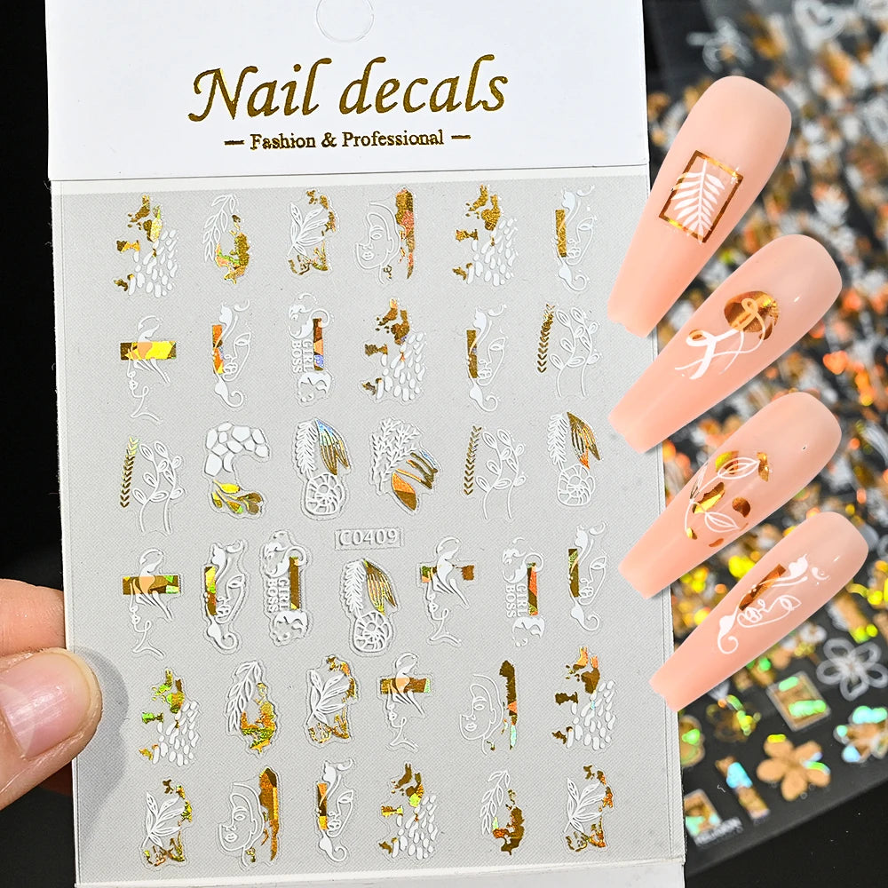 1Pc Silver Gold Lines Stripe Nail Sticker Decals Metal Strip Luxury Nails Slider 3D Self Adhesive Design Nail Art Stickers Paper