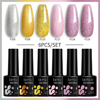 LILYCUTE 6Pcs/Set Gel Nail Polish Popular Colors In Autumn Semi Permanent Soak Off UV LED Nail Art Gels Nail Gel Polish