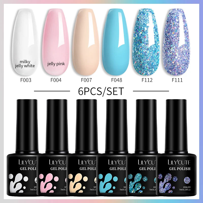 LILYCUTE 6Pcs/Set Gel Nail Polish Popular Colors In Autumn Semi Permanent Soak Off UV LED Nail Art Gels Nail Gel Polish