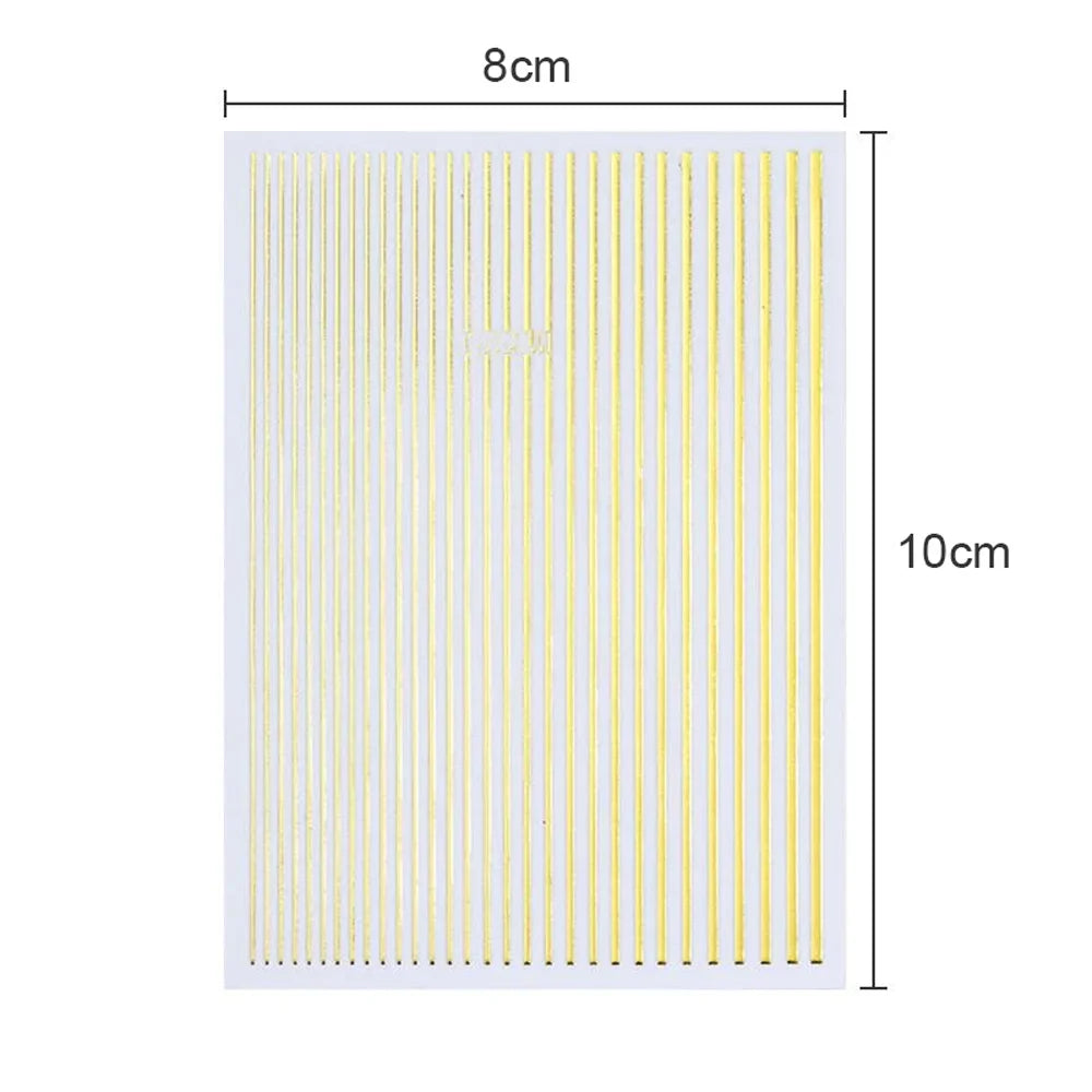 1Pc Silver Gold Lines Stripe Nail Sticker Decals Metal Strip Luxury Nails Slider 3D Self Adhesive Design Nail Art Stickers Paper