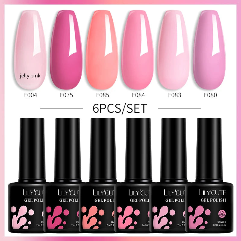 LILYCUTE 6Pcs/Set Gel Nail Polish Popular Colors In Autumn Semi Permanent Soak Off UV LED Nail Art Gels Nail Gel Polish