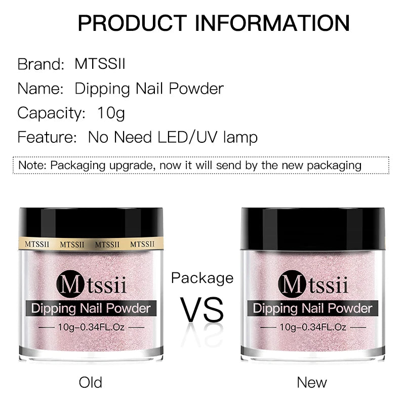 Mtssii Dipping Powder Acrylic Powder Dip Powder Nails No Need Lamp Cure Natural Dry Long Lasting Nails Glitter Manicure Nail Art