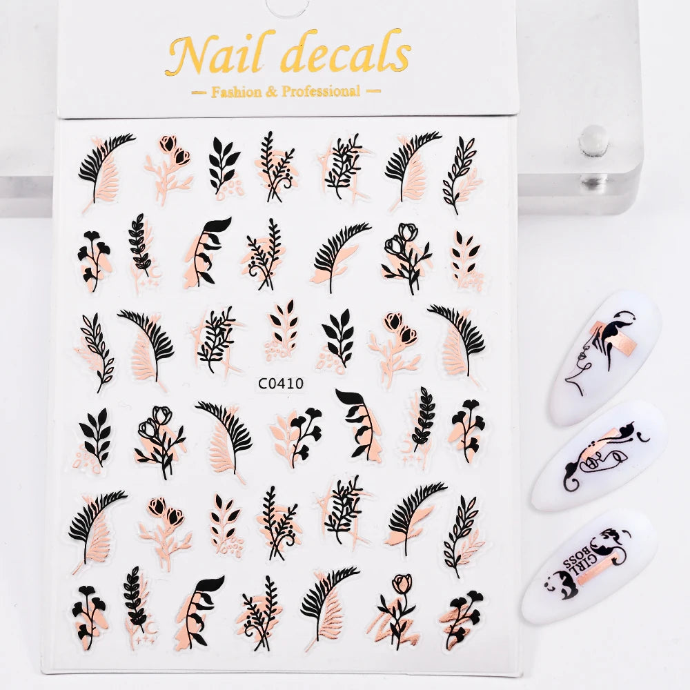 1Pc Silver Gold Lines Stripe Nail Sticker Decals Metal Strip Luxury Nails Slider 3D Self Adhesive Design Nail Art Stickers Paper