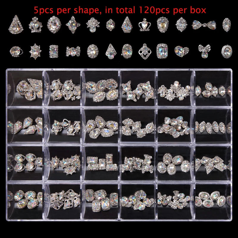 2800pcs Luxury Shiny Diamond Nail Art Rhinestones Crystal Decorations Set AB Glass 1pcs Pick Up Pen In Grids Box 21 Shape