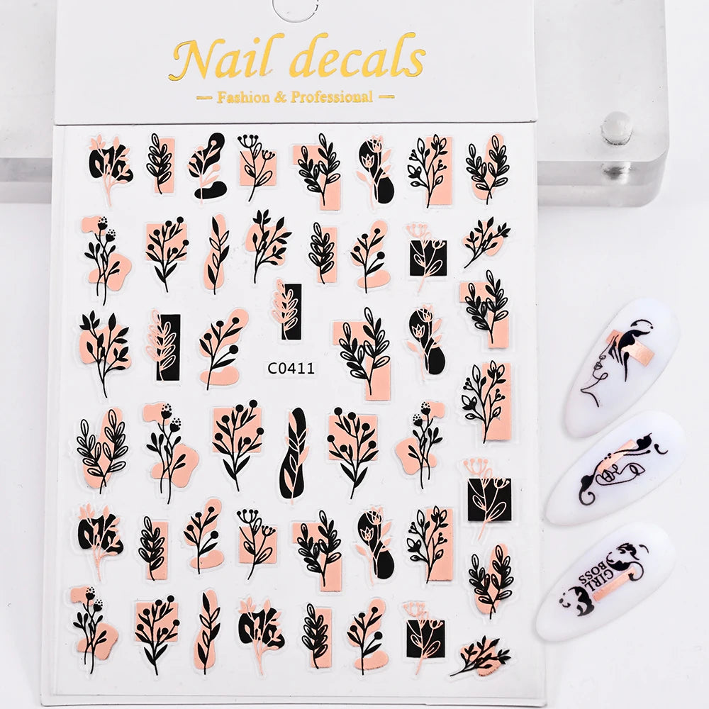 1Pc Silver Gold Lines Stripe Nail Sticker Decals Metal Strip Luxury Nails Slider 3D Self Adhesive Design Nail Art Stickers Paper