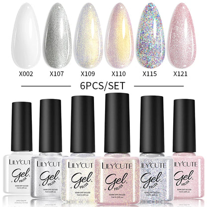 LILYCUTE 6Pcs/Set Gel Nail Polish Popular Colors In Autumn Semi Permanent Soak Off UV LED Nail Art Gels Nail Gel Polish