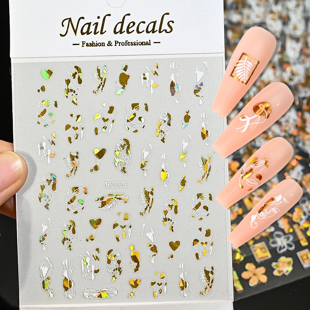 1Pc Silver Gold Lines Stripe Nail Sticker Decals Metal Strip Luxury Nails Slider 3D Self Adhesive Design Nail Art Stickers Paper