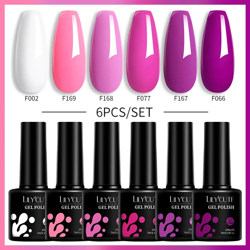 LILYCUTE 6Pcs/Set Gel Nail Polish Popular Colors In Autumn Semi Permanent Soak Off UV LED Nail Art Gels Nail Gel Polish