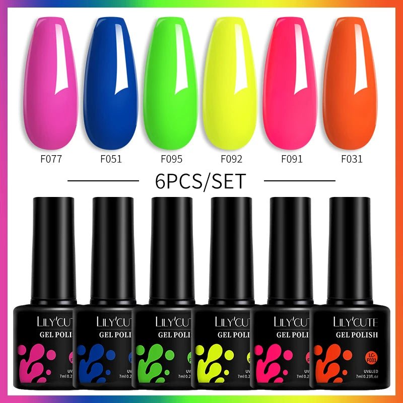 LILYCUTE 6Pcs/Set Gel Nail Polish Popular Colors In Autumn Semi Permanent Soak Off UV LED Nail Art Gels Nail Gel Polish