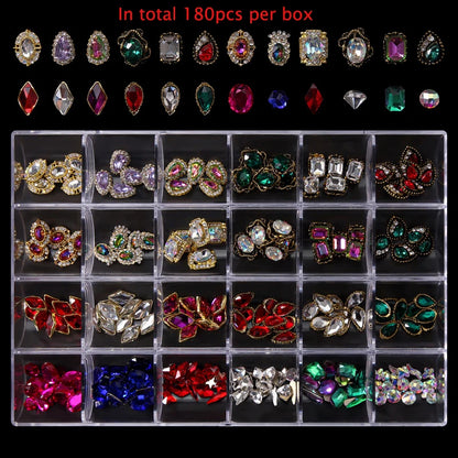 2800pcs Luxury Shiny Diamond Nail Art Rhinestones Crystal Decorations Set AB Glass 1pcs Pick Up Pen In Grids Box 21 Shape