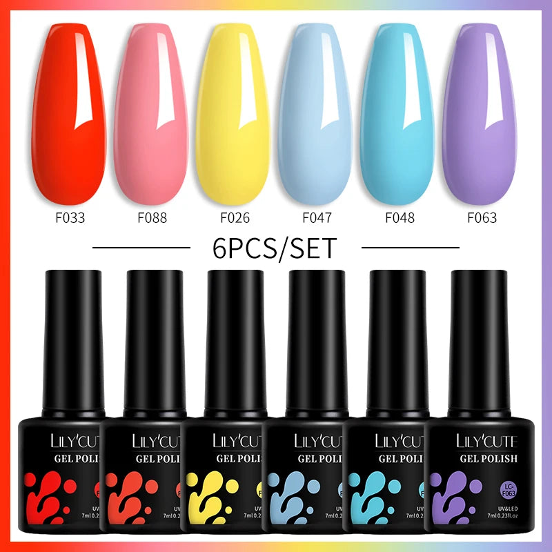 LILYCUTE 6Pcs/Set Gel Nail Polish Popular Colors In Autumn Semi Permanent Soak Off UV LED Nail Art Gels Nail Gel Polish