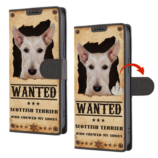 Scottish Terrier Wanted - Étui portefeuille amusant pour téléphone V1