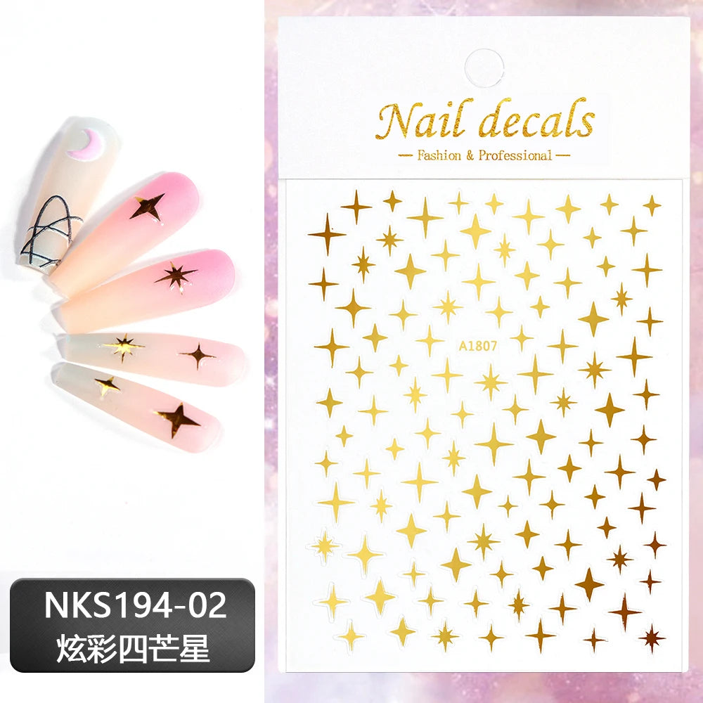 1Pc Silver Gold Lines Stripe Nail Sticker Decals Metal Strip Luxury Nails Slider 3D Self Adhesive Design Nail Art Stickers Paper