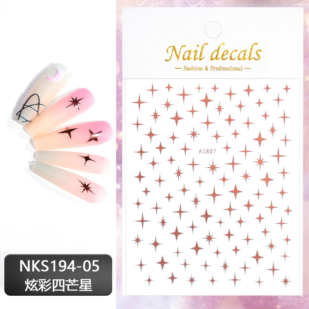 1Pc Silver Gold Lines Stripe Nail Sticker Decals Metal Strip Luxury Nails Slider 3D Self Adhesive Design Nail Art Stickers Paper