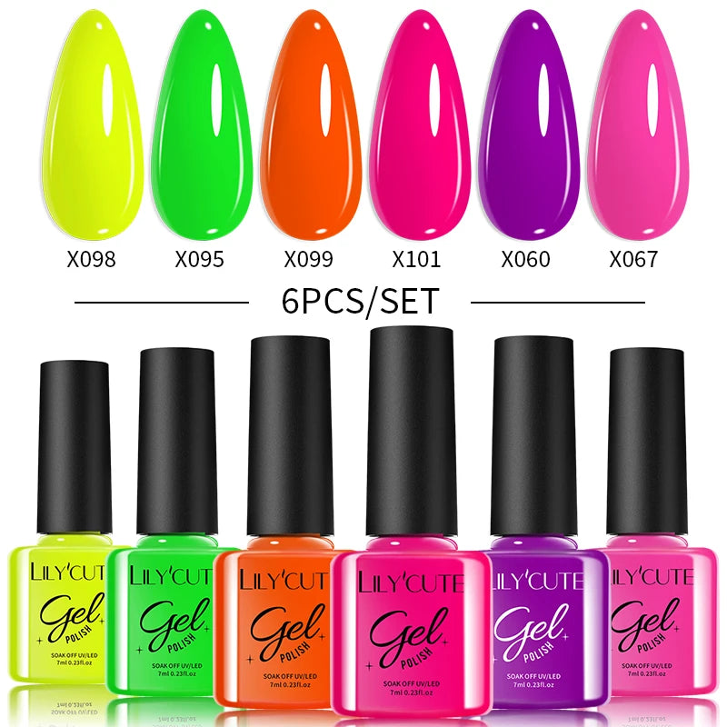 LILYCUTE 6Pcs/Set Gel Nail Polish Popular Colors In Autumn Semi Permanent Soak Off UV LED Nail Art Gels Nail Gel Polish