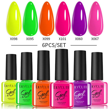 LILYCUTE 6Pcs/Set Gel Nail Polish Popular Colors In Autumn Semi Permanent Soak Off UV LED Nail Art Gels Nail Gel Polish