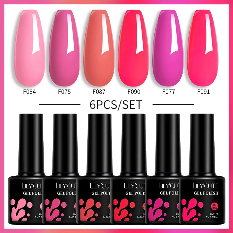 LILYCUTE 6Pcs/Set Gel Nail Polish Popular Colors In Autumn Semi Permanent Soak Off UV LED Nail Art Gels Nail Gel Polish