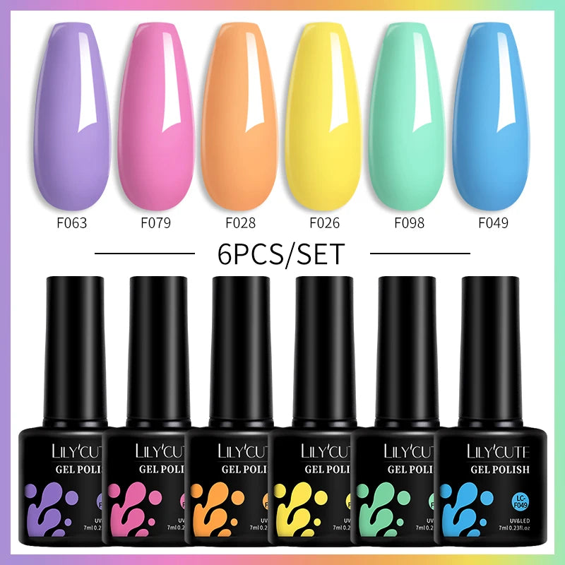 LILYCUTE 6Pcs/Set Gel Nail Polish Popular Colors In Autumn Semi Permanent Soak Off UV LED Nail Art Gels Nail Gel Polish