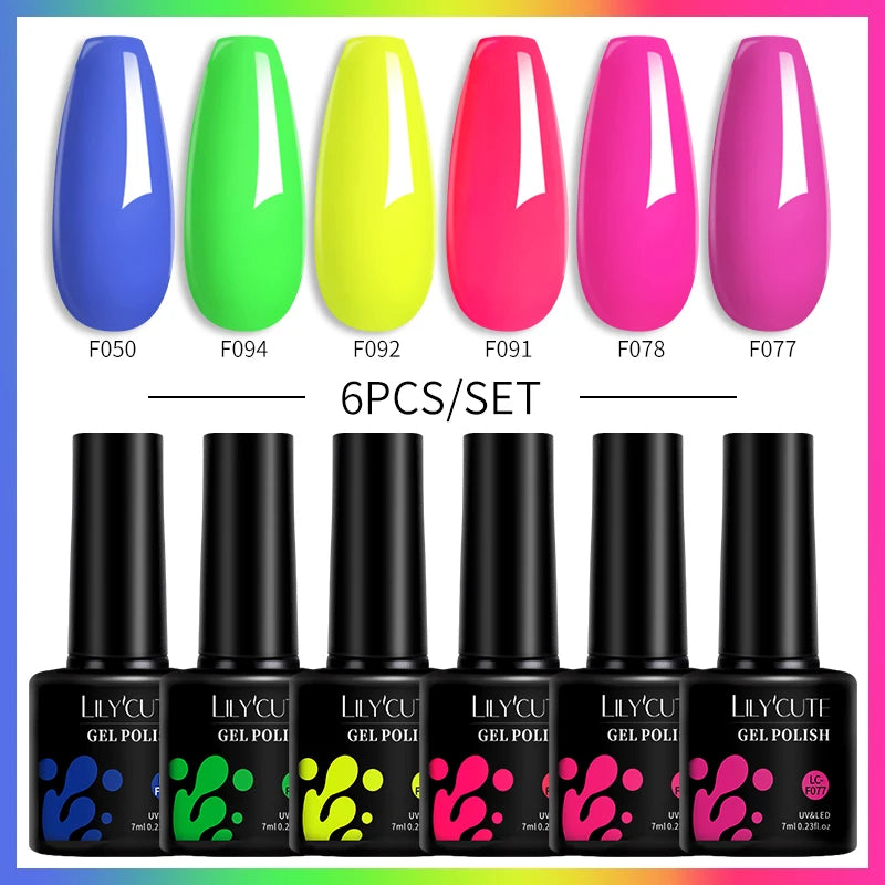 LILYCUTE 6Pcs/Set Gel Nail Polish Popular Colors In Autumn Semi Permanent Soak Off UV LED Nail Art Gels Nail Gel Polish