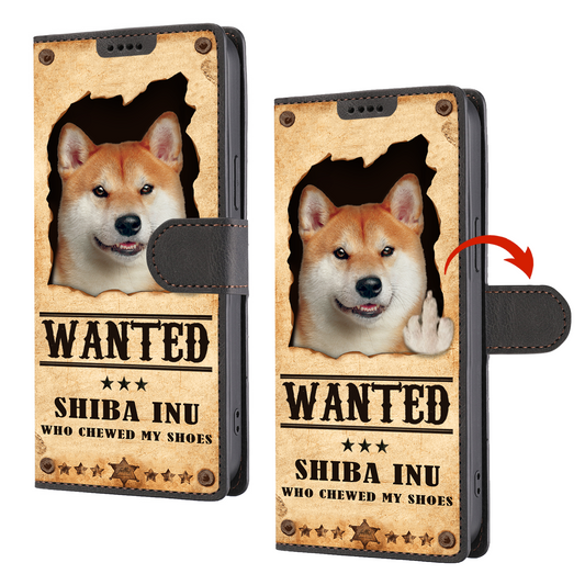 Shiba Inu Wanted - Étui portefeuille amusant pour téléphone V1