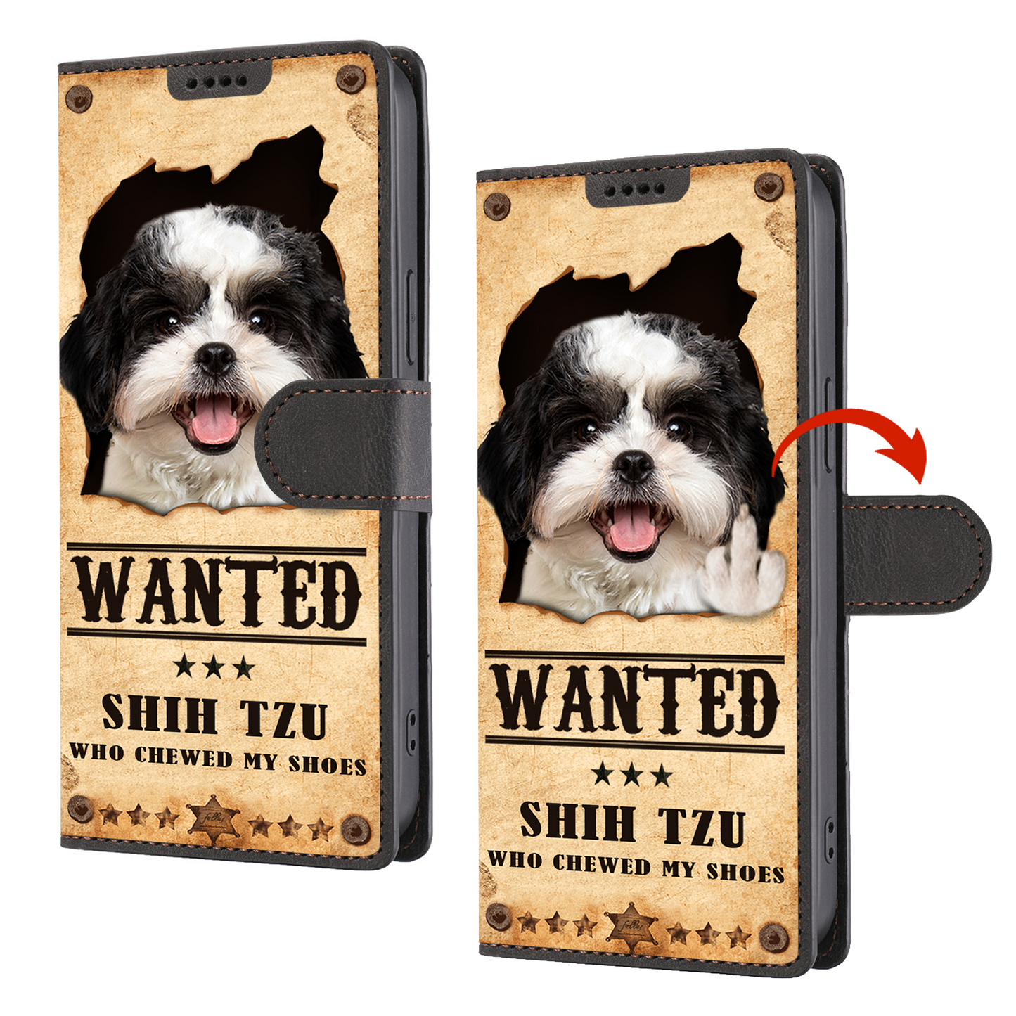 Shih Tzu Wanted - Lustige Handyhülle mit Geldbörse V1