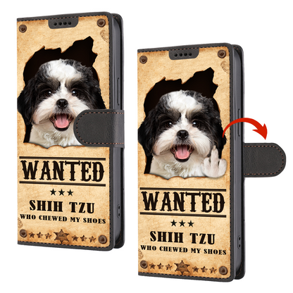 Shih Tzu Wanted - Étui portefeuille amusant pour téléphone V1