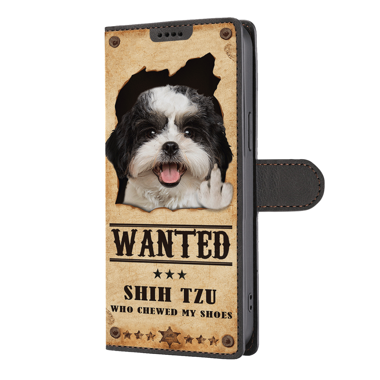 Shih Tzu Wanted - Lustige Handyhülle mit Geldbörse V1