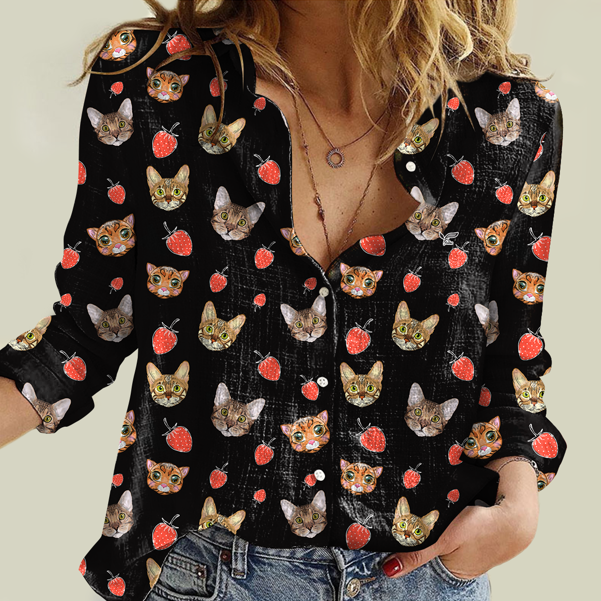Strawberry And Bengal Cat - Women Shirt