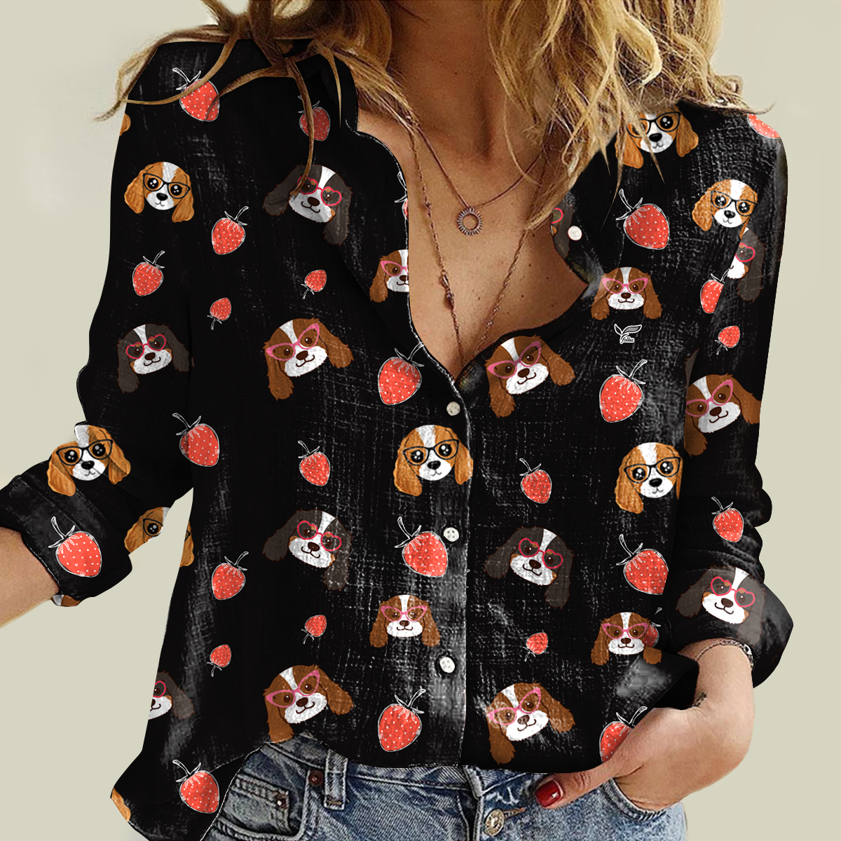 Strawberry And Cavalier King Charles Spaniel - Women Shirt V1