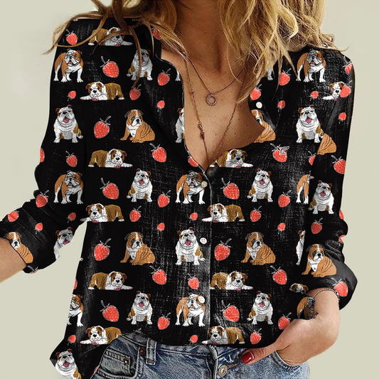 Strawberry And English Bulldog - Women Shirt