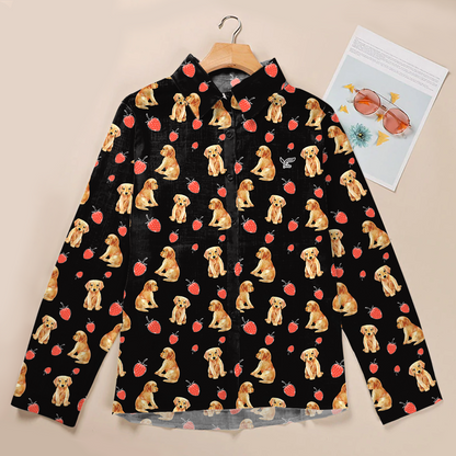 Strawberry And Golden Retriever - Women Shirt