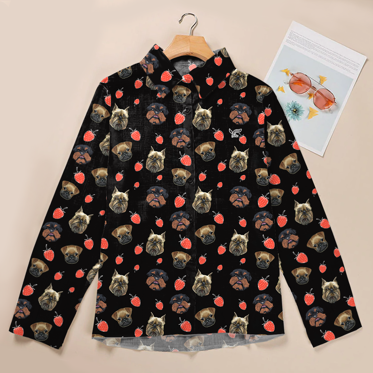 Erdbeere und Griffon Bruxellois - Damen-Shirt