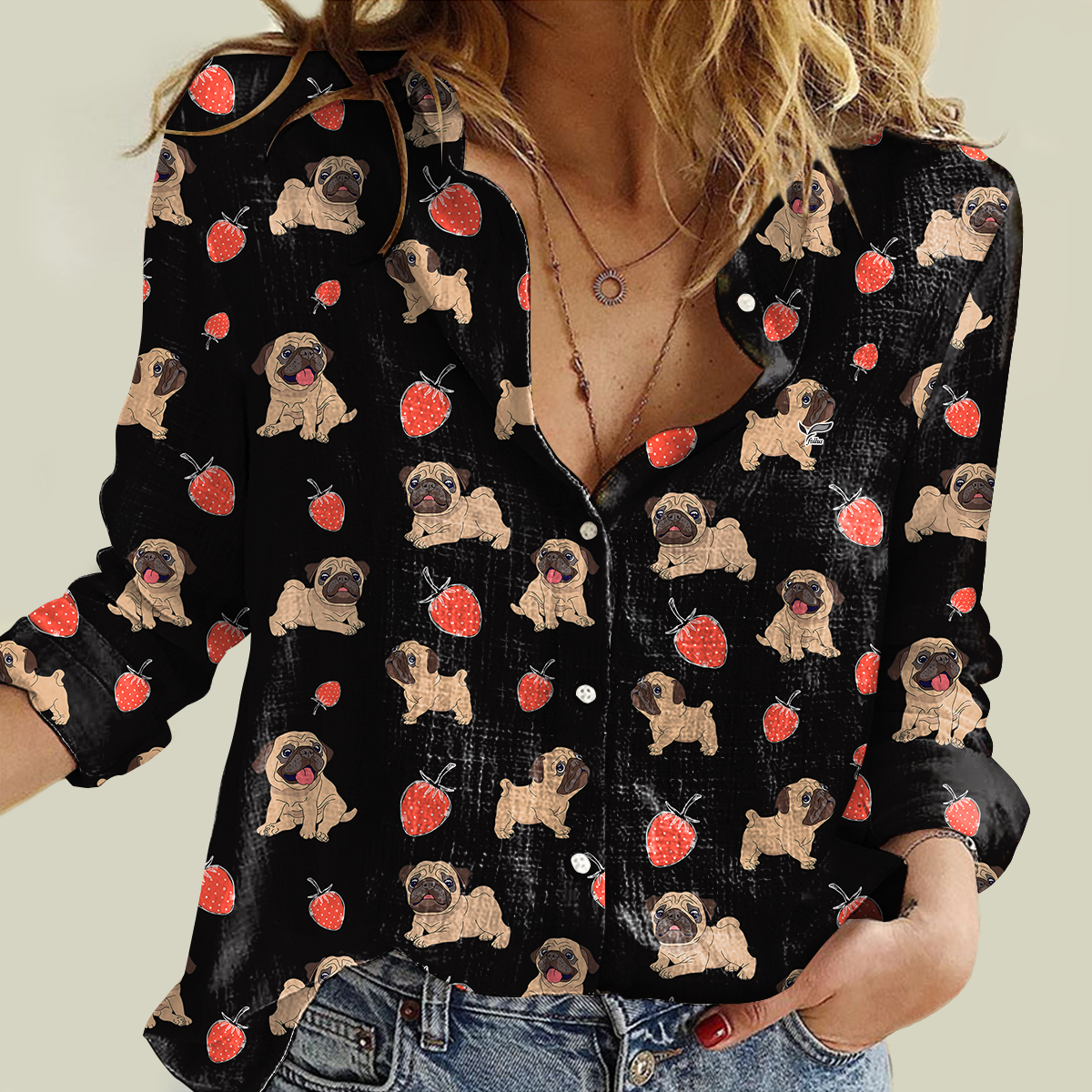 Erdbeere und Mops - Damen-Shirt