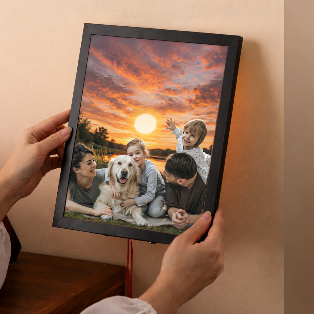 Sunrise Sunset Personalized Moving Sun Photo Light Frame – Custom LED Gift