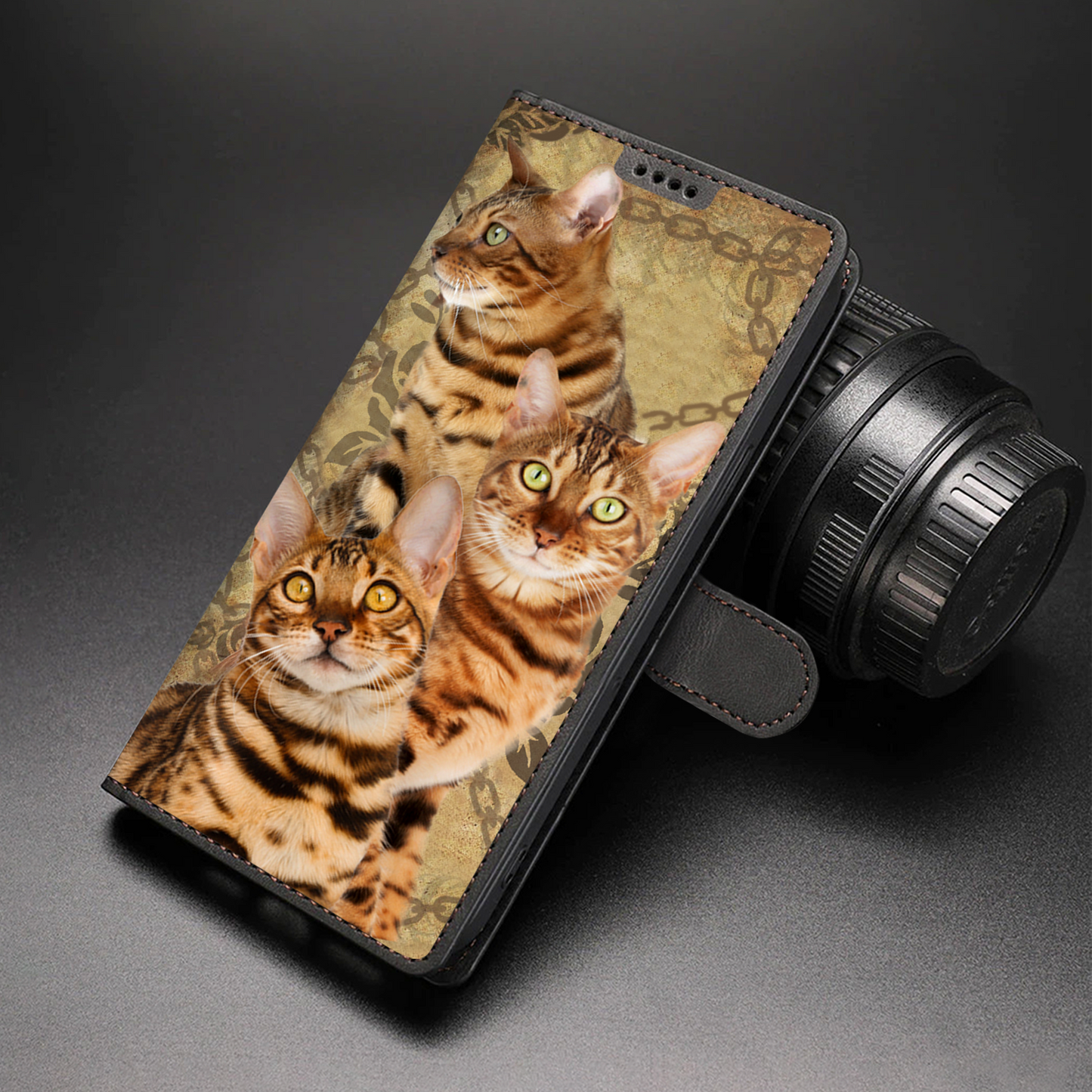 Vintage Bengal Cat Wallet Case