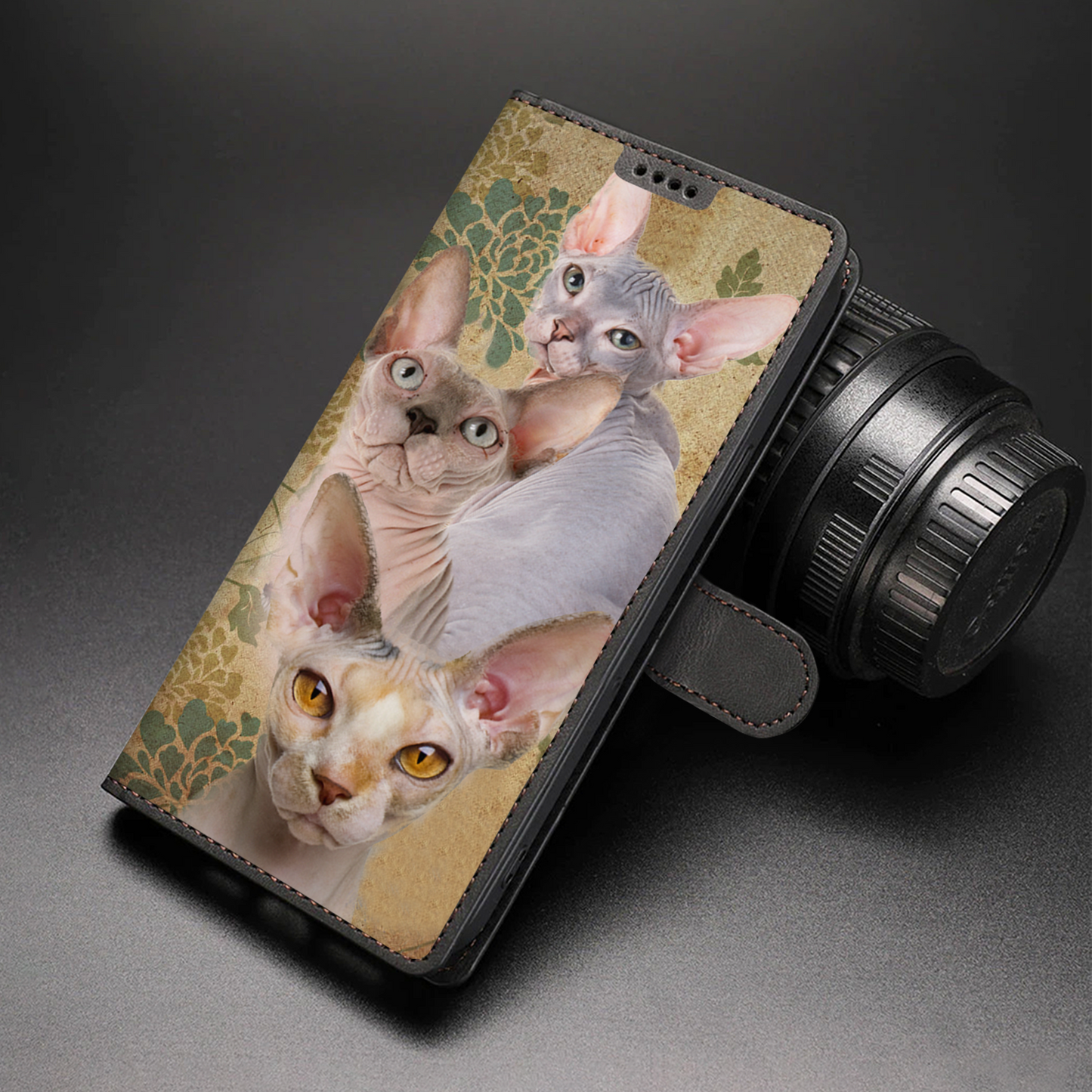 Vintage Sphynx Cat Wallet Case